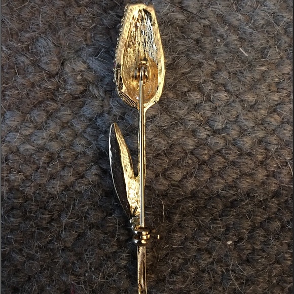Tulip Brooch With Rhinestones Fashion Jewelry - Picture 2 of 2